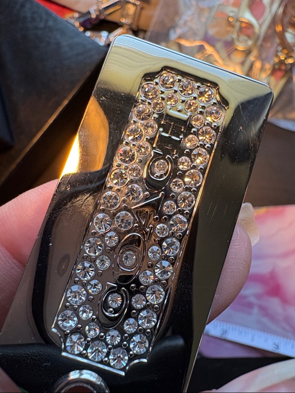 Coach Silver Crystal Logo Key Ring - Picture 4 of 4